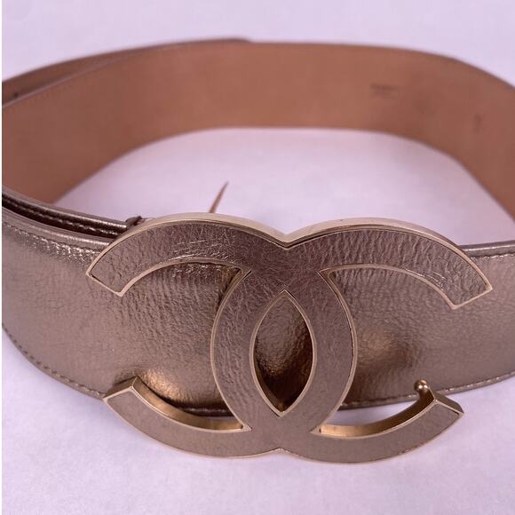 Chanel Metallic Gold Lambskin CC Buckle Wide Belt 85CM main image 5